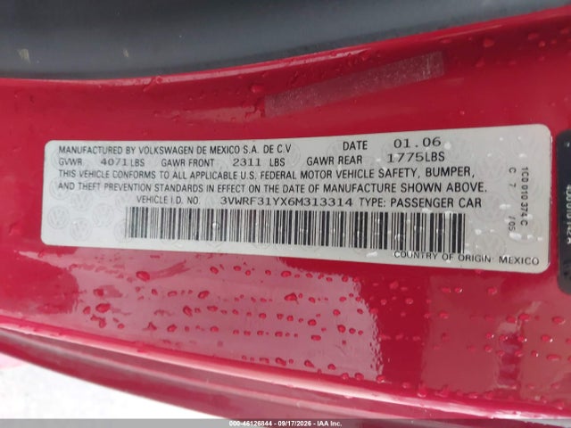 Продаж на аукціоні авто 2006 Volkswagen New Beetle 2.5, vin: 3VWRF31YX6M313314, номер лоту: 46126844