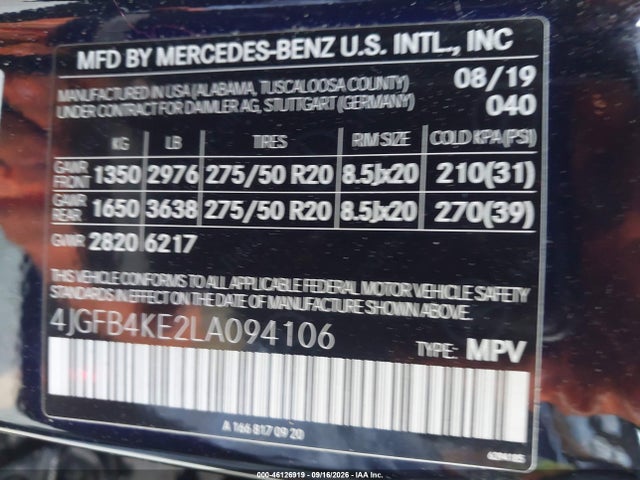 4JGFB4KE2LA094106 Mercedes-Benz Gle 350 4matic