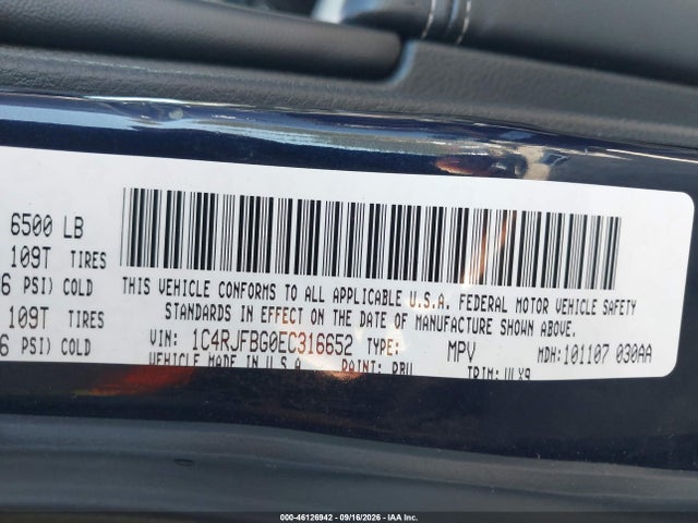 Продаж на аукціоні авто 2014 Jeep Grand Cherokee Limited, vin: 1C4RJFBG0EC316652, номер лоту: 46126942