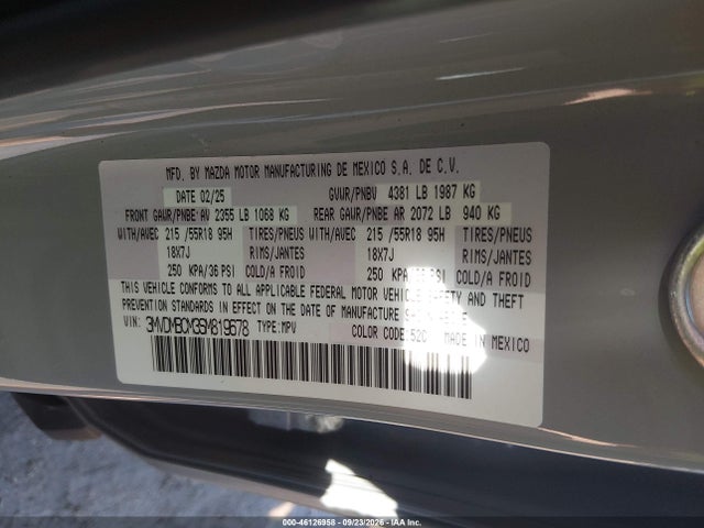 Продаж на аукціоні авто 2025 Mazda Cx-30 2.5 S Preferred Package, vin: 3MVDMBCM3SM819678, номер лоту: 46126958