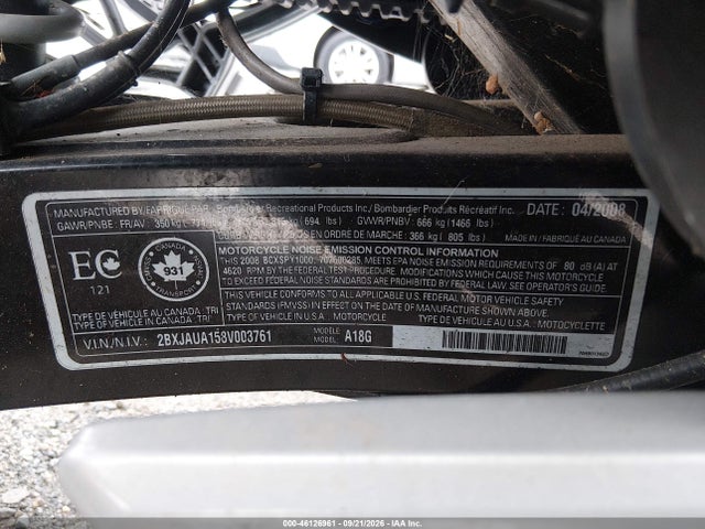 Aukcja sprzedaży 2008 Can-am Spyder Roadster Rs, vin: 2BXJAUA158V003761, numer aukcji: 46126961