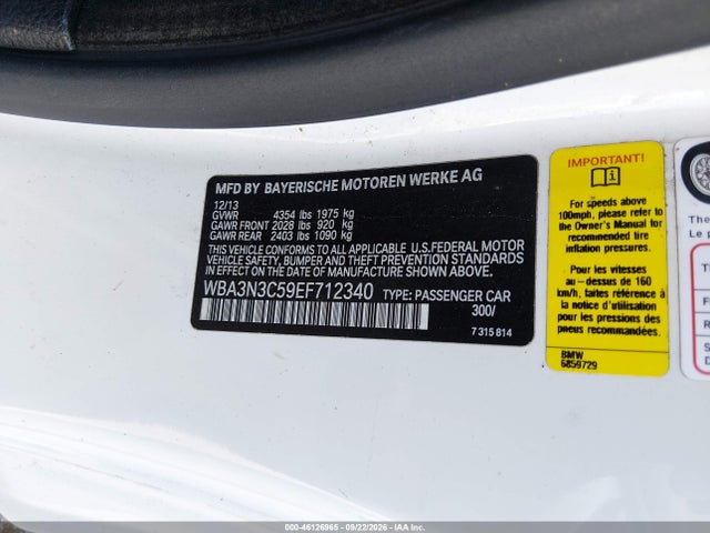 Aukcja sprzedaży 2014 Bmw 428i, vin: WBA3N3C59EF712340, numer aukcji: 46126965