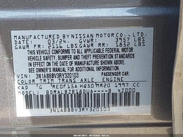 Nissan Sentra S Xtronic Cvt 2024 3N1AB8BV3RY320103 Image 9