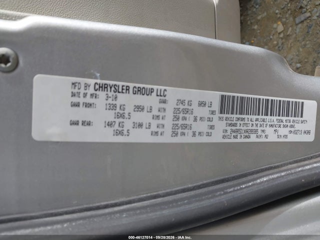 Aukcja sprzedaży 2010 Chrysler Town & Country Touring, vin: 2A4RR5D1XAR289385, numer aukcji: 46127014