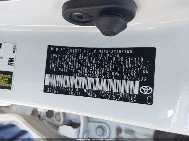 Toyota COROLLA LE 2021 5YFEPMAE0MP153511 Image 9