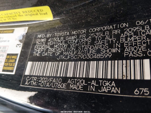 2013 Scion Tc მანქანა იყიდება აუქციონზე, vin: JTKJF5C79D3048599, აუქციონის ნომერი: 46127054