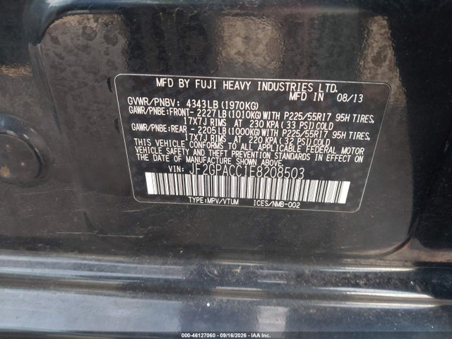 2014 Subaru Xv Crosstrek 2.0i Premium მანქანა იყიდება აუქციონზე, vin: JF2GPACC1E8208503, აუქციონის ნომერი: 46127060