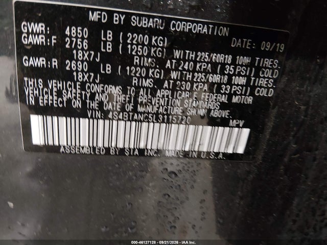 Subaru Outback Limited 2020 4S4BTANC5L3115720 Image 8