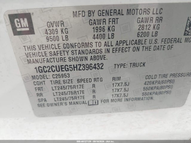 Chevrolet Silverado 2500hd Wt 2017 1GC2CUEG5HZ396432 Image 9