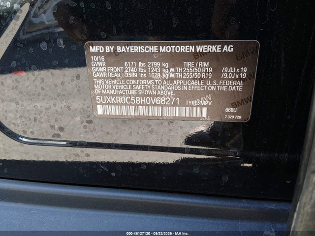 Aukcja sprzedaży 2017 Bmw X5 Xdrive35i, vin: 5UXKR0C58H0V68271, numer aukcji: 46127130