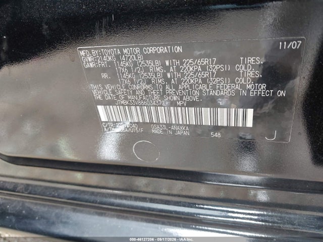 Aukcja sprzedaży 2008 Toyota Rav4 Base V6, vin: JTMBK33V886034370, numer aukcji: 46127206