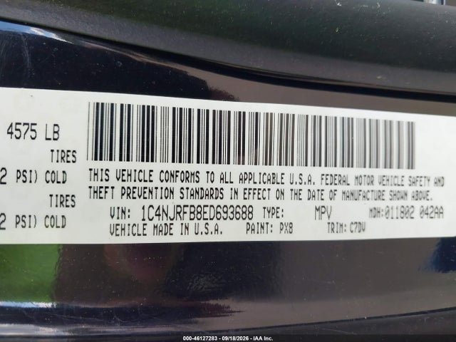 Aukcja sprzedaży 2014 Jeep Patriot Latitude, vin: 1C4NJRFB8ED693688, numer aukcji: 46127283