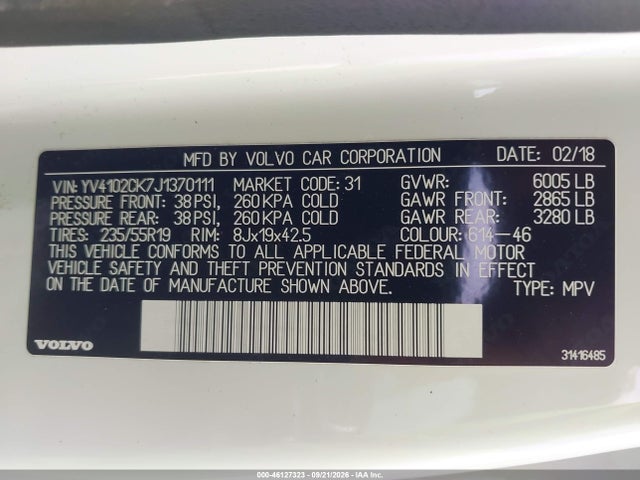 Aukcja sprzedaży 2018 Volvo Xc90 T5 Momentum, vin: YV4102CK7J1370111, numer aukcji: 46127323