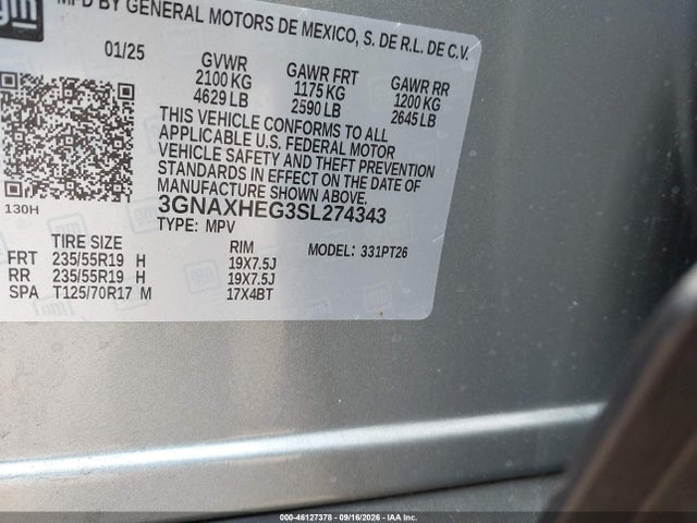 Продаж на аукціоні авто 2025 Chevrolet Equinox Fwd Lt, vin: 3GNAXHEG3SL274343, номер лоту: 46127378
