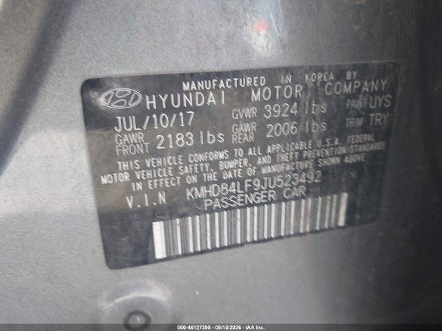 Продажа на аукционе авто 2018 Hyundai Elantra Sel, vin: KMHD84LF9JU523492, номер лота: 46127398