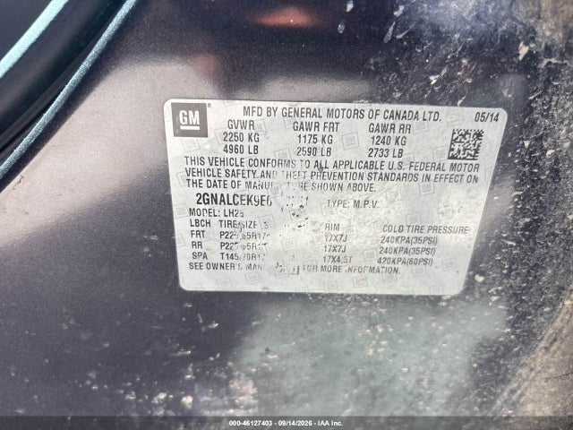 Продажа на аукционе авто 2014 Chevrolet Equinox 2lt, vin: 2GNALCEK9E6337361, номер лота: 46127403