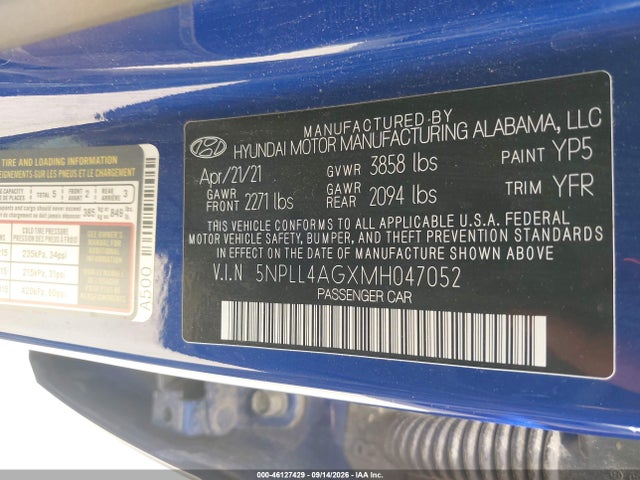 46127429 :رقم المزاد ، 5NPLL4AGXMH047052 vin ، 2021 Hyundai Elantra Se مزاد بيع