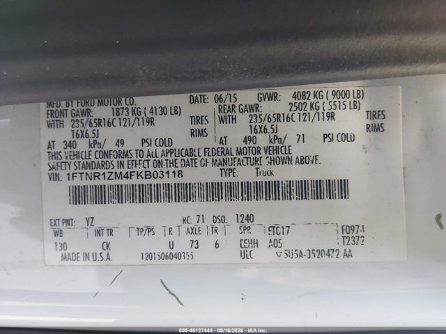 Ford Transit-250 2015 1FTNR1ZM4FKB03118 Image 9