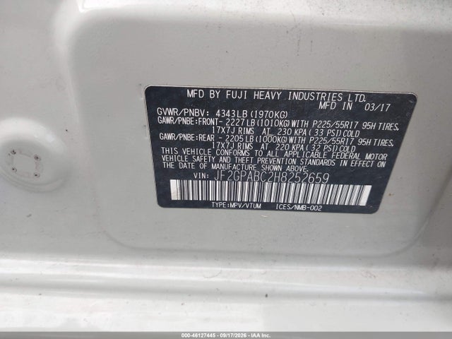 46127445 :رقم المزاد ، JF2GPABC2H8252659 vin ، 2017 Subaru Crosstrek 2.0i Premium مزاد بيع
