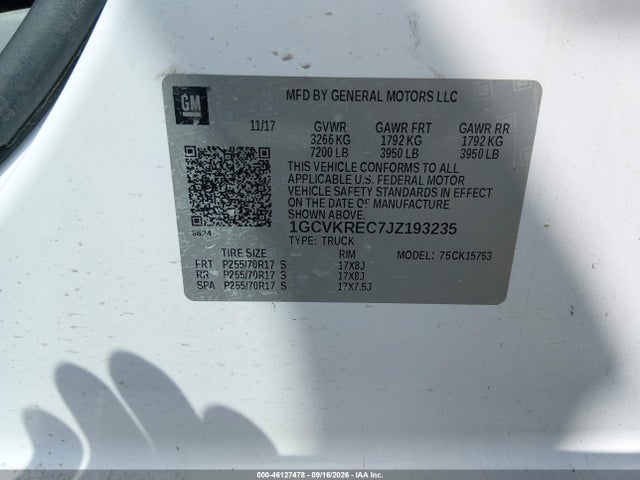46127478 :رقم المزاد ، 1GCVKREC7JZ193235 vin ، 2018 Chevrolet Silverado 1500 1lt مزاد بيع