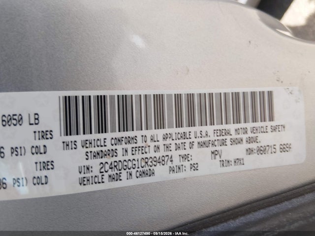 Продажа на аукционе авто 2012 Dodge Grand Caravan Sxt, vin: 2C4RDGCG1CR394874, номер лота: 46127490