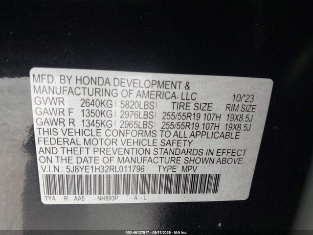 2024 Acura Mdx Standard მანქანა იყიდება აუქციონზე, vin: 5J8YE1H32RL011796, აუქციონის ნომერი: 46127517