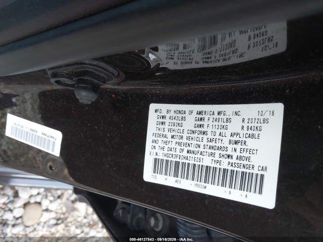 Aukcja sprzedaży 2017 Honda Accord Touring V6, vin: 1HGCR3F90HA015051, numer aukcji: 46127543