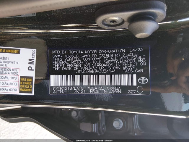 Продаж на аукціоні авто 2023 Toyota Corolla Xse, vin: JTNC4MBE9P3204494, номер лоту: 46127571