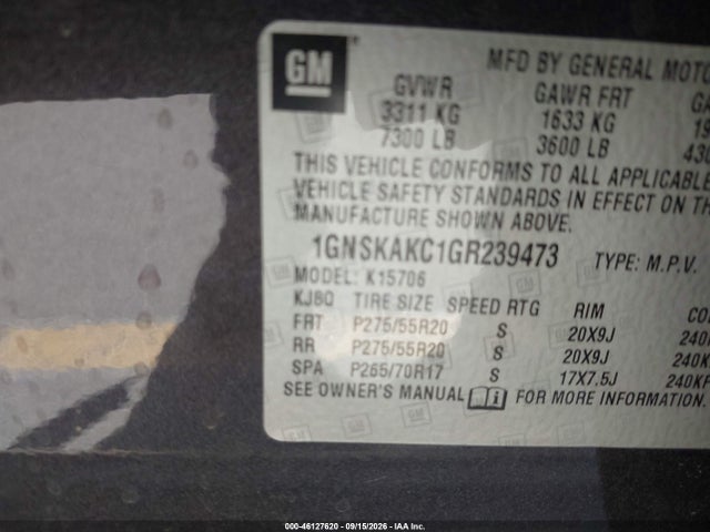 Chevrolet Tahoe Ls 2016 1GNSKAKC1GR239473 Image 9