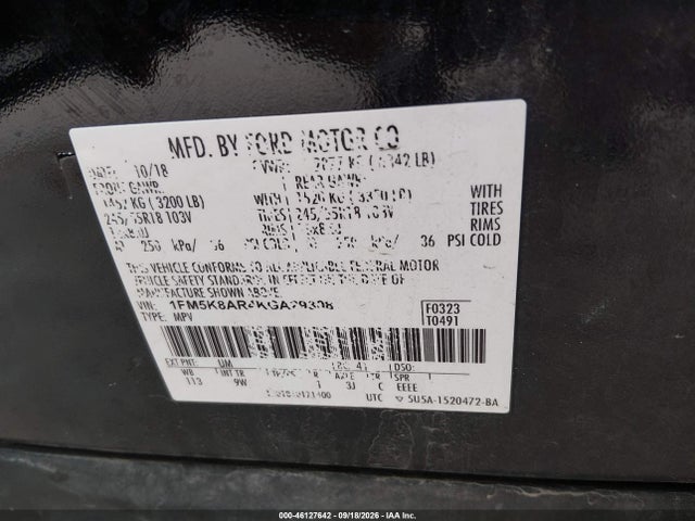 Ford Police Interceptor Utility 2019 1FM5K8AR4KGA29308 Image 9
