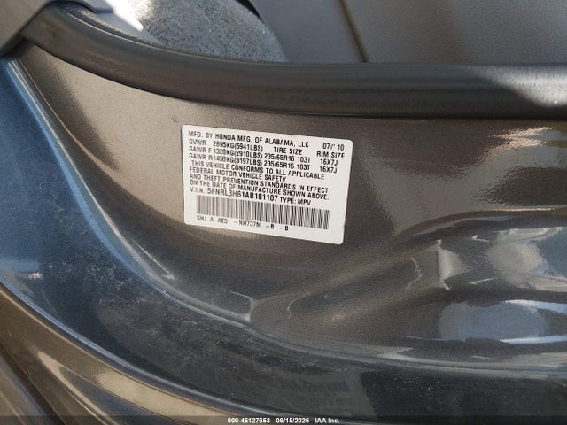 Продажа на аукционе авто 2010 Honda Odyssey Ex-l, vin: 5FNRL3H61AB101107, номер лота: 46127653