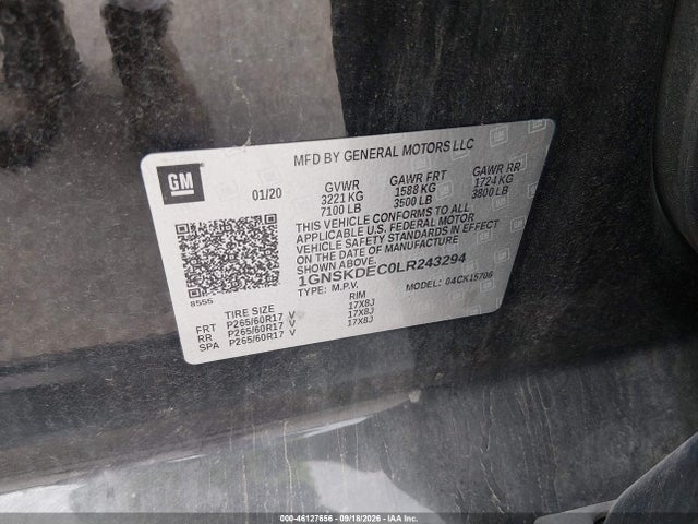 Aukcja sprzedaży 2020 Chevrolet Tahoe 4wd Commercial Fleet, vin: 1GNSKDEC0LR243294, numer aukcji: 46127656