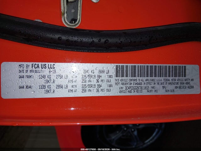 46127658 :رقم المزاد ، 3C4PDDGG2KT811012 vin ، 2019 Dodge Journey Crossroad Awd مزاد بيع