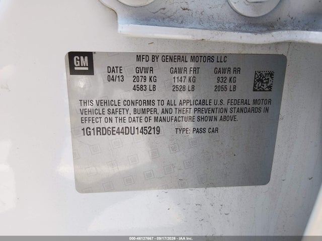 Aukcja sprzedaży 2013 Chevrolet Volt, vin: 1G1RD6E44DU145219, numer aukcji: 46127667