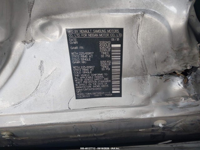 2018 Nissan Rogue Sv მანქანა იყიდება აუქციონზე, vin: KNMAT2MT9JP603453, აუქციონის ნომერი: 46127712