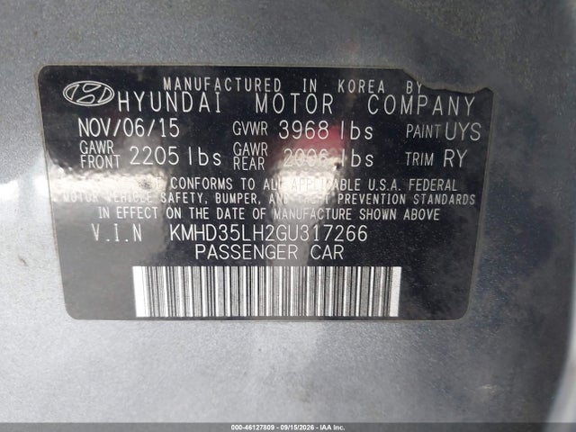 Продажа на аукционе авто 2016 Hyundai Elantra Gt, vin: KMHD35LH2GU317266, номер лота: 46127809
