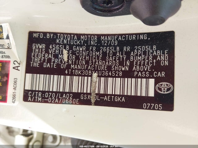 Aukcja sprzedaży 2010 Toyota Avalon Xls, vin: 4T1BK3DBXAU364528, numer aukcji: 46127896