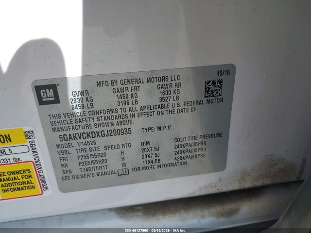 Продаж на аукціоні авто 2016 Buick Enclave Premium, vin: 5GAKVCKDXGJ200935, номер лоту: 46127900