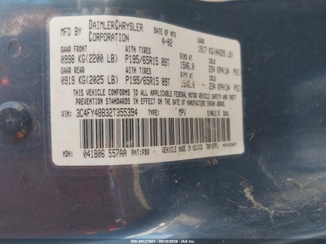 Продажа на аукционе авто 2002 Chrysler Pt Cruiser, vin: 3C4FY48B32T355394, номер лота: 46127901