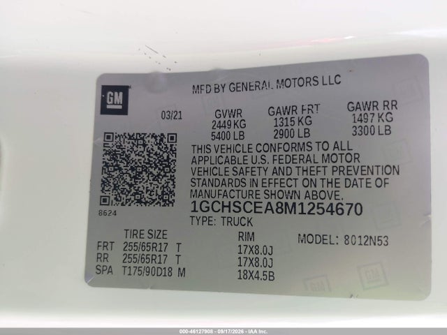 Aukcja sprzedaży 2021 Chevrolet Colorado 2wd  Long Box Lt, vin: 1GCHSCEA8M1254670, numer aukcji: 46127908