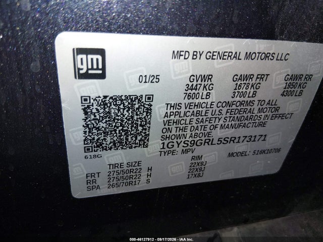 Продаж на аукціоні авто 2025 Cadillac Escalade Sport Platinum, vin: 1GYS9GRL5SR173171, номер лоту: 46127912