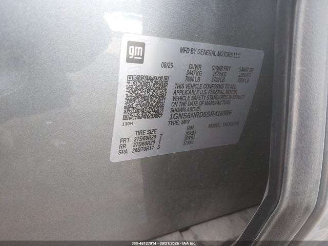 Aukcja sprzedaży 2025 Chevrolet Tahoe 4wd Lt, vin: 1GNS6NRD5SR416996, numer aukcji: 46127914