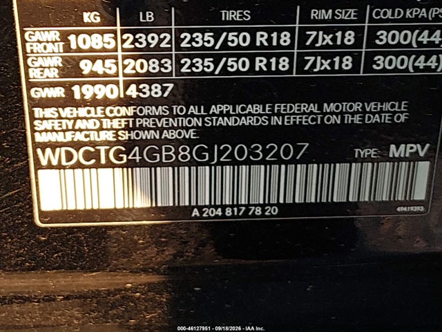 Продаж на аукціоні авто 2016 Mercedes-benz Gla 250 4matic, vin: WDCTG4GB8GJ203207, номер лоту: 46127951