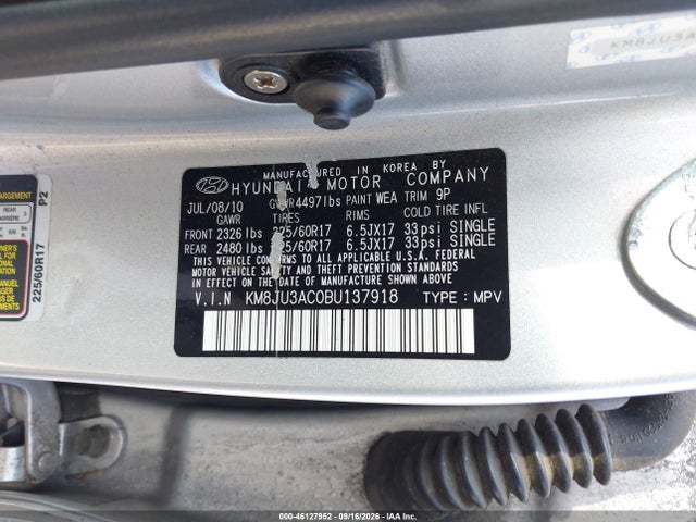 Aukcja sprzedaży 2011 Hyundai Tucson Gls, vin: KM8JU3AC0BU137918, numer aukcji: 46127952