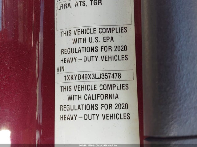 Продаж на аукціоні авто 2020 Kenworth T680, vin: 1XKYD49X3LJ357478, номер лоту: 46127961