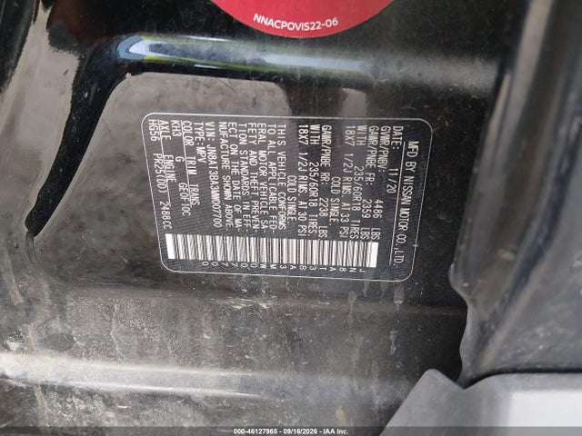 Auction sale of the 2021 Nissan Rogue Sv Fwd, vin: JN8AT3BA3MW007700, lot number: 46127965