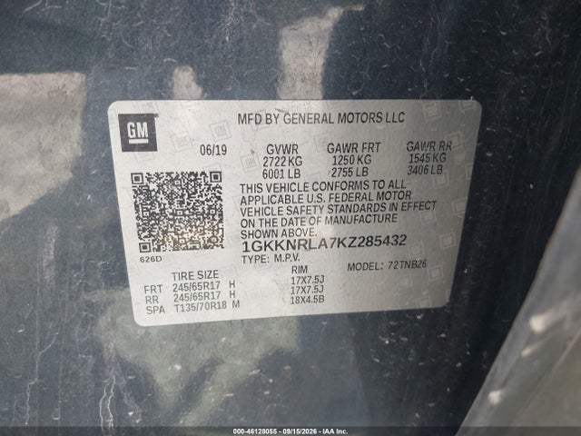 Продажа на аукционе авто 2019 Gmc Acadia Sle-1, vin: 1GKKNRLA7KZ285432, номер лота: 46128055