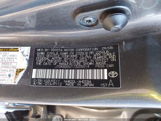 Aukcja sprzedaży 2007 Toyota Prius, vin: JTDKB20U173205014, numer aukcji: 46128057