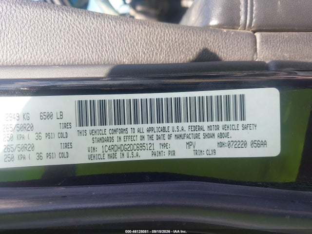 Продажа на аукционе авто 2013 Dodge Durango Crew, vin: 1C4RDHDG2DC695121, номер лота: 46128081