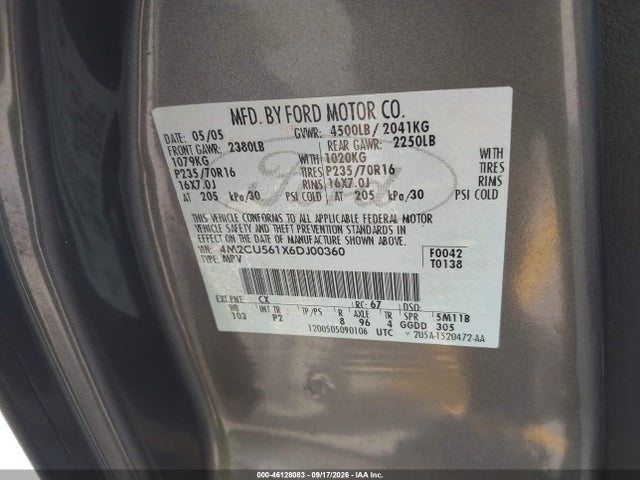 Продаж на аукціоні авто 2006 Mercury Mariner Luxury/premier, vin: 4M2CU561X6DJ00360, номер лоту: 46128083